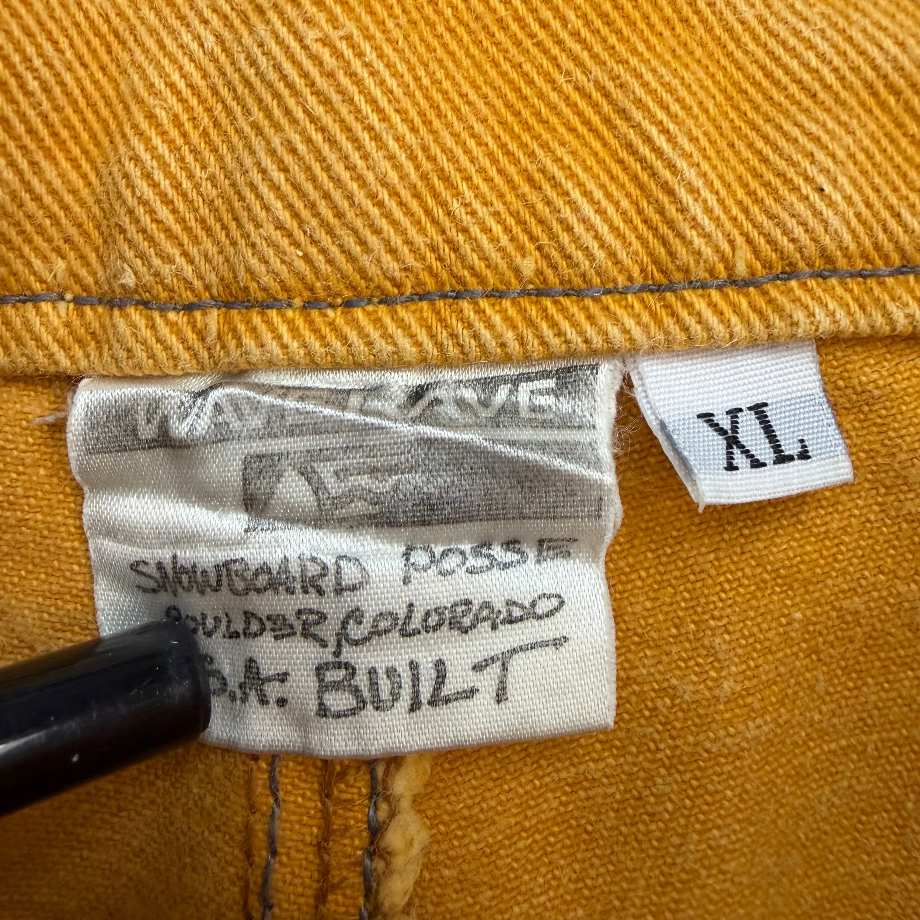 Vintage Wave Rave Denim Shorts Mustard Yellow
