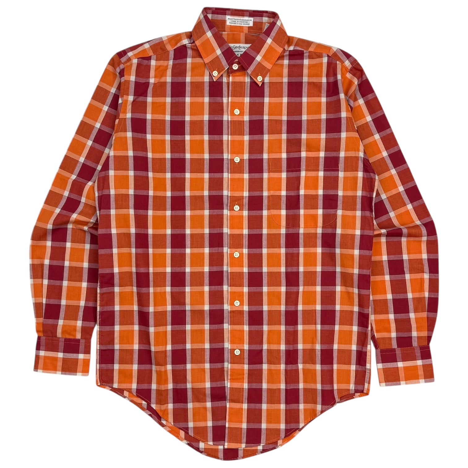 Vintage Yves Saint Laurent Plaid Button Up Orange/Red