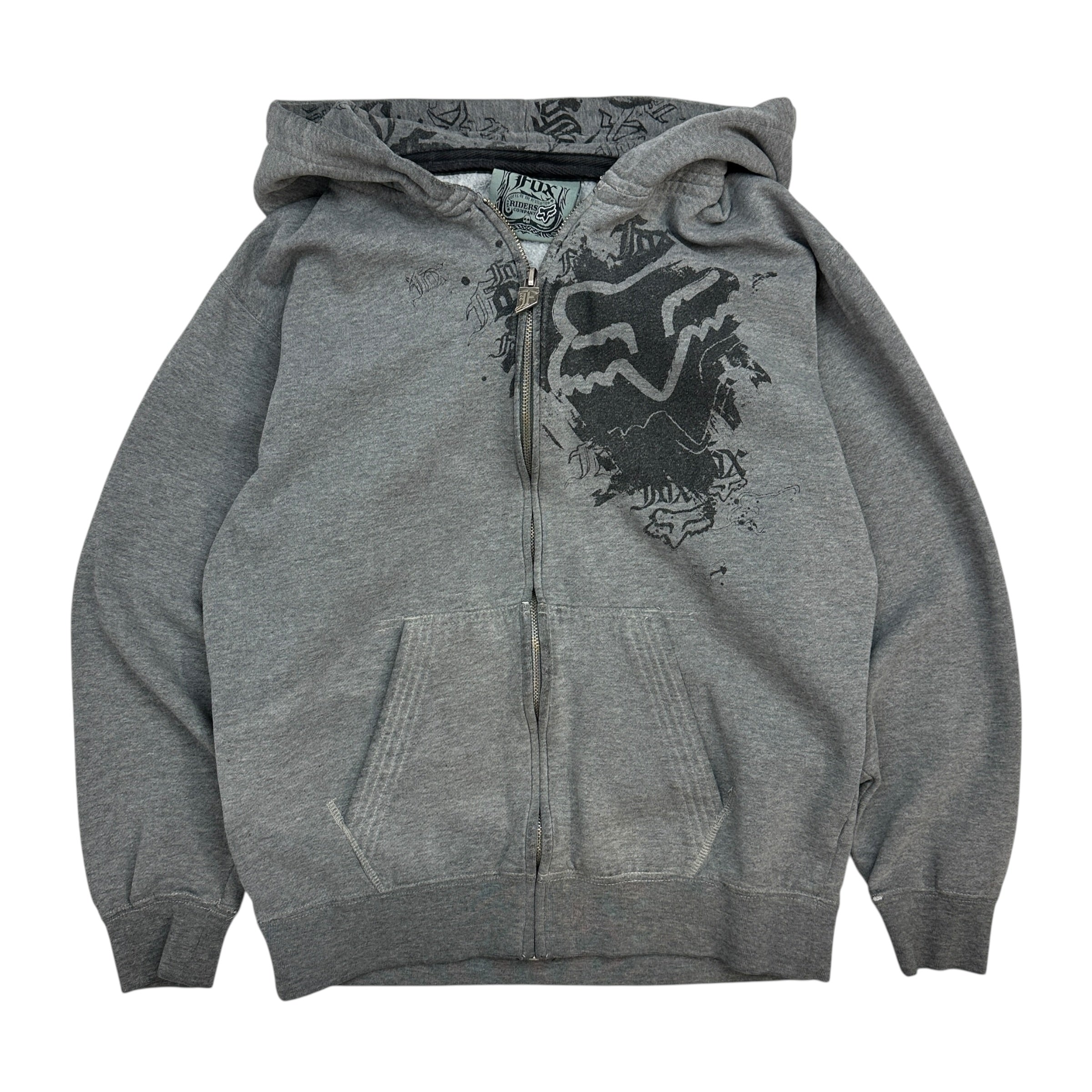 (W) Vintage Y2K Youth Fox Racing Hoodie Grey