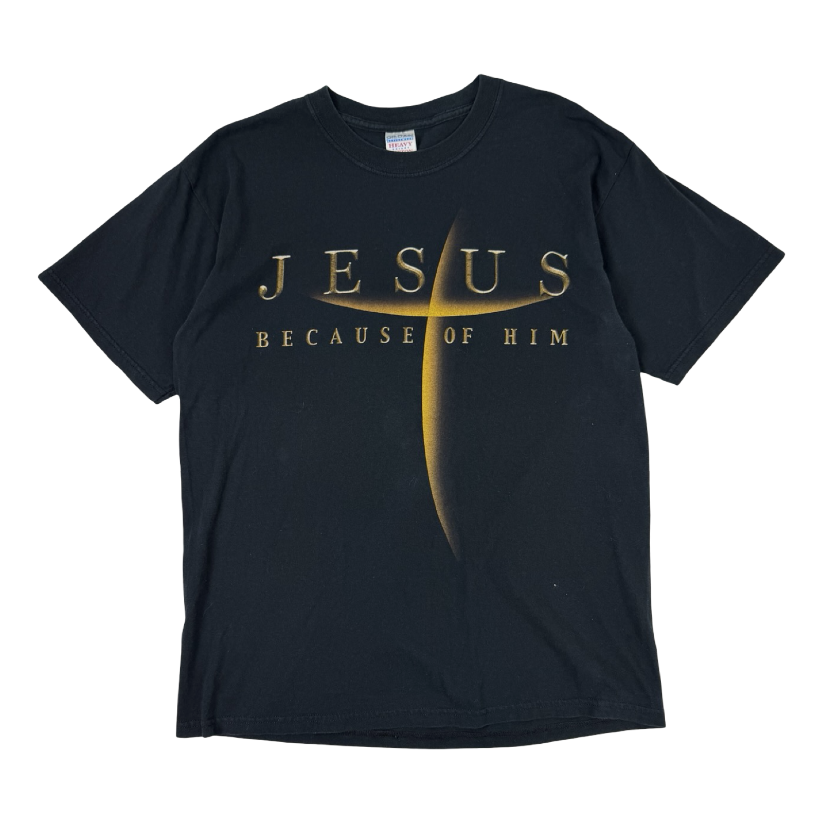 Vintage JESUS BECAUSE OF HIM T-Shirt Black