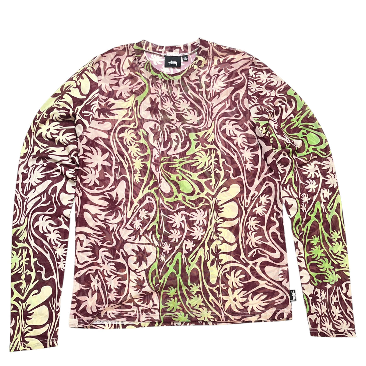 Stussy Psychedelic Palm Tree Long Sleeve Mesh Top