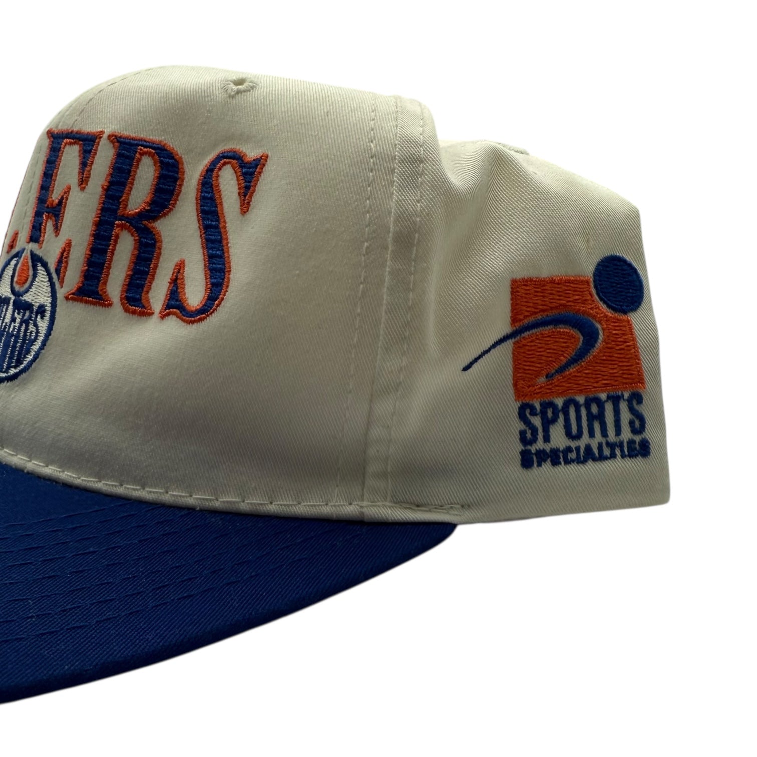 Vintage Sports Specialties Edmonton Oilers Laser Stitch Snapback Hat White/Blue