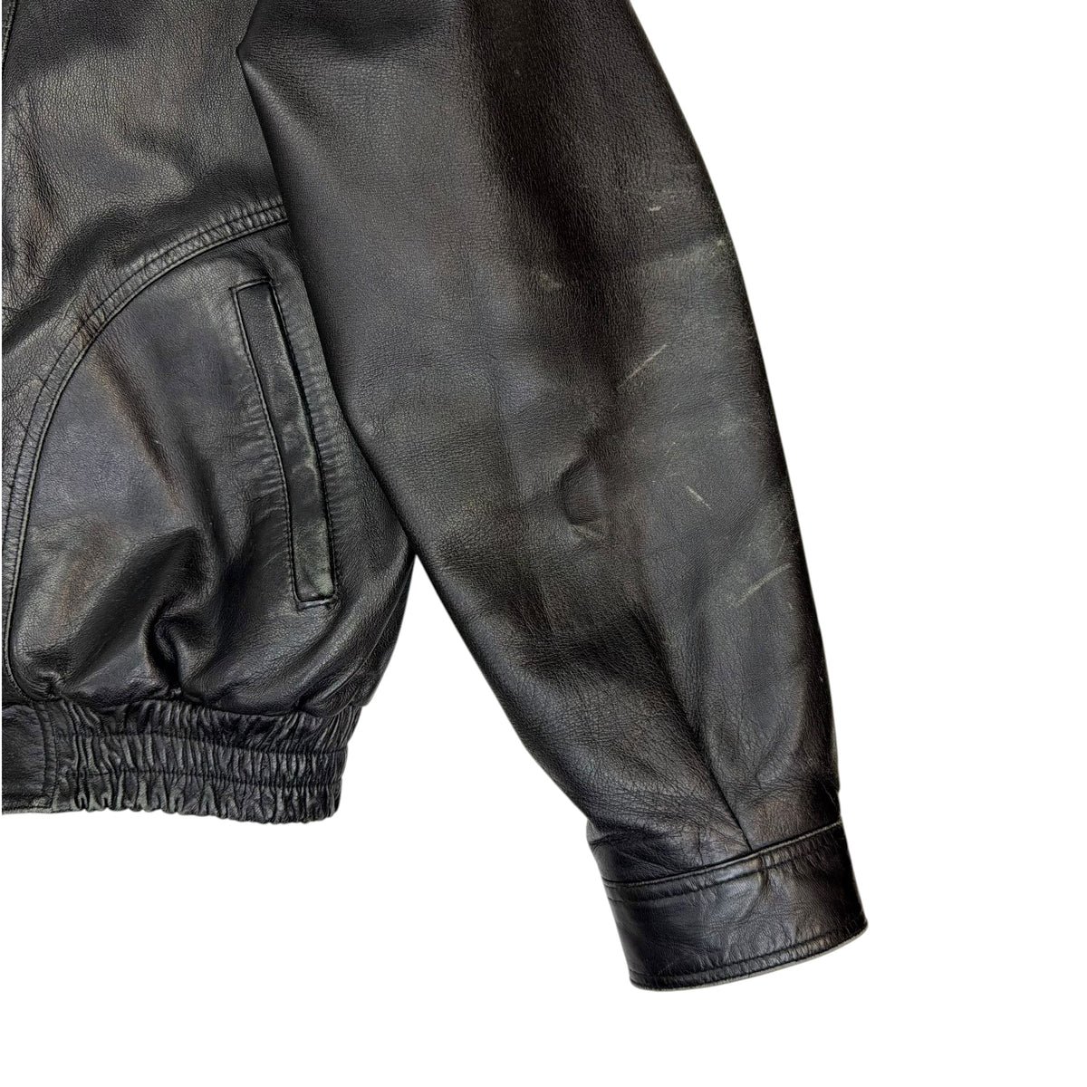 Vintage Oscar Leopold Double Collar Leather Jacket Black