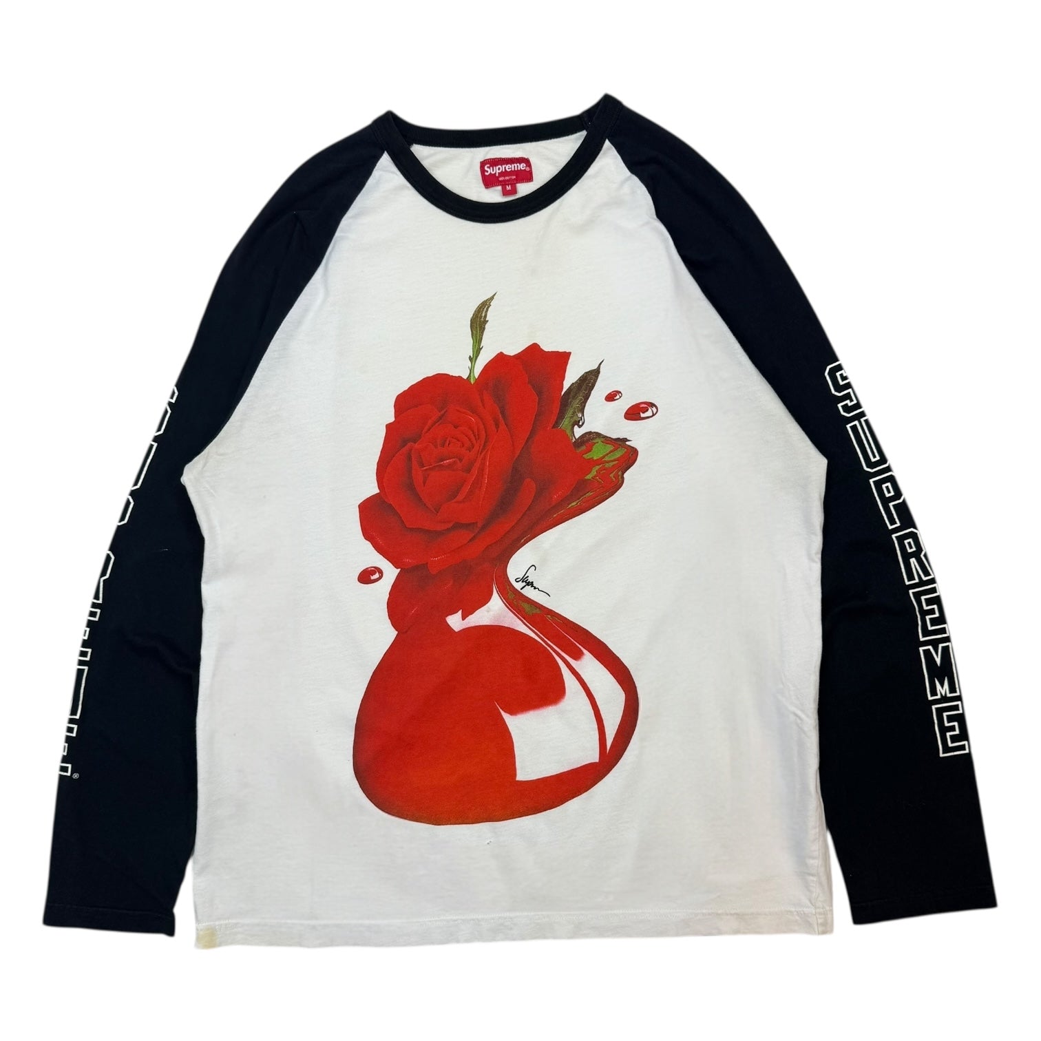 Supreme Melting Rose Raglan Tee White/Black