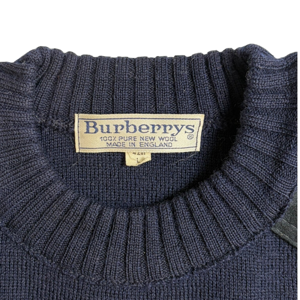 Vintage Burberry Wool Commander Knit Sweater Navy