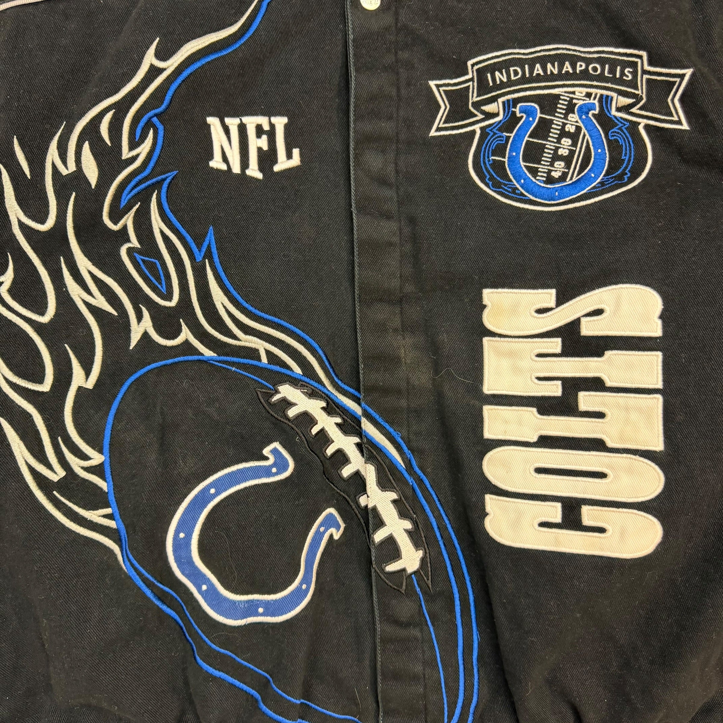 Vintage Indianapolis Colts Flaming Ball Jacket Black