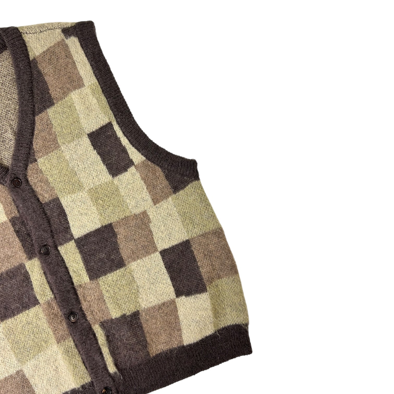 Stussy Wobbly Check Sweater Vest Brown