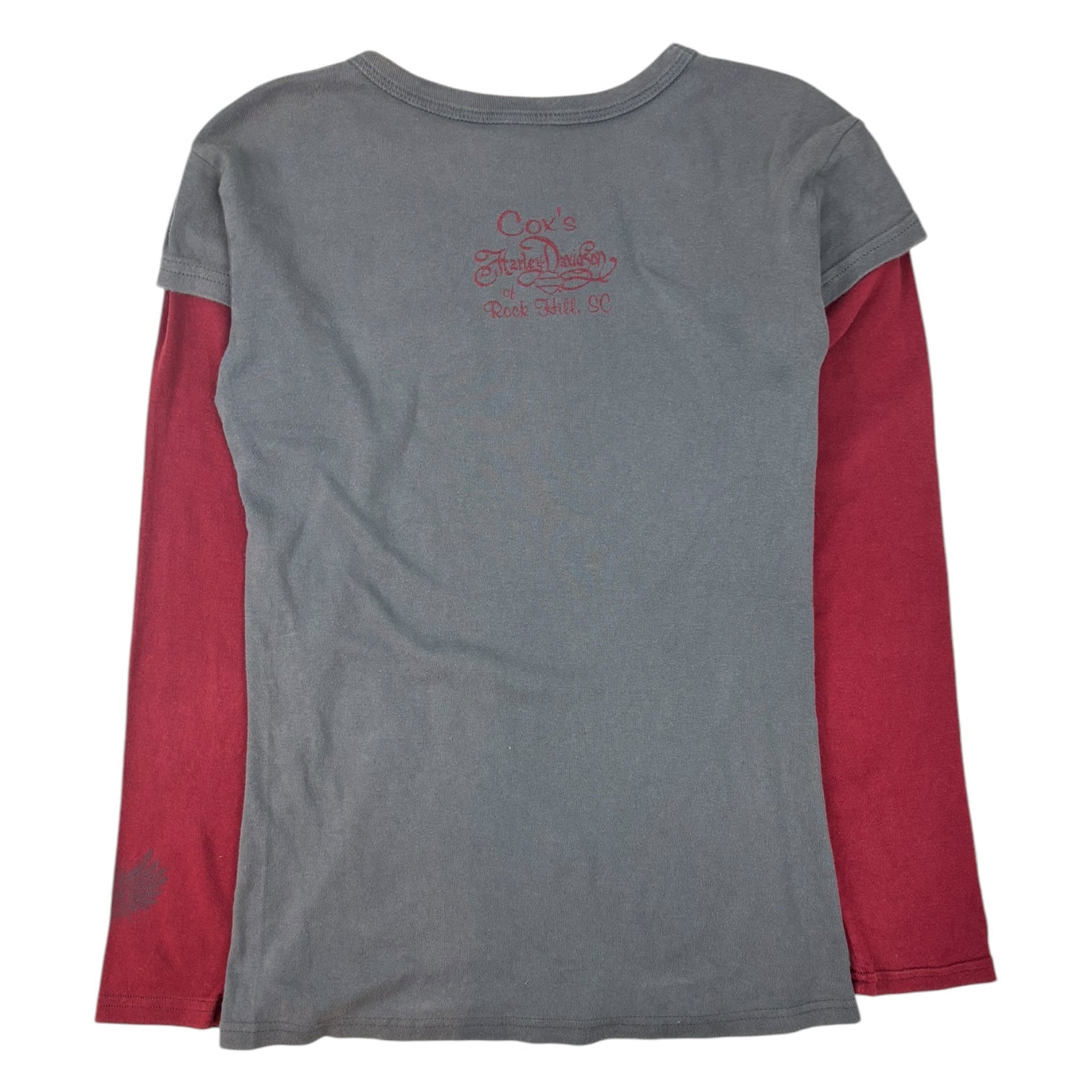 Vintage Rock Hill Women’s Harley Davidson Layered Long Sleeve Grey/Red