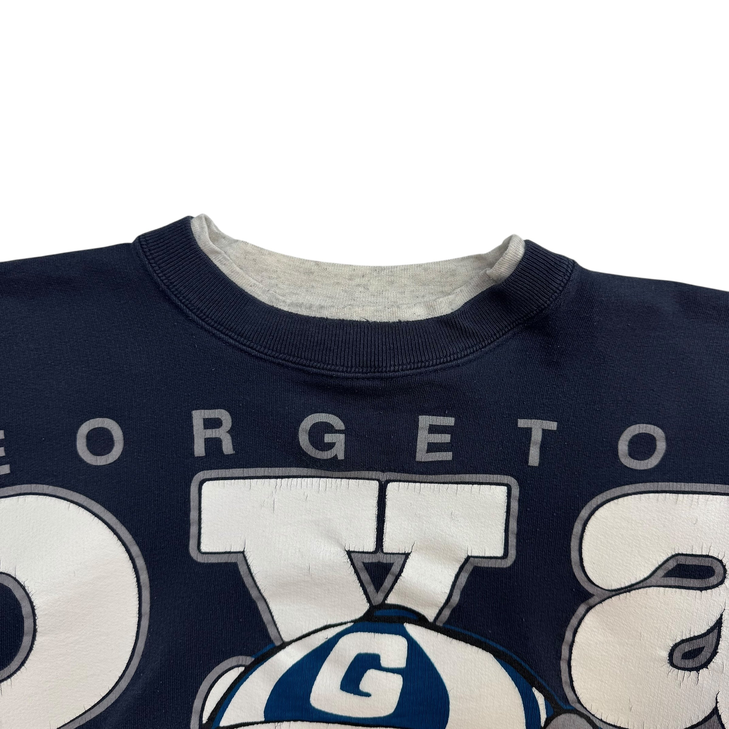 Vintage Georgetown Hoyas Big Letter Crewneck Navy Blue