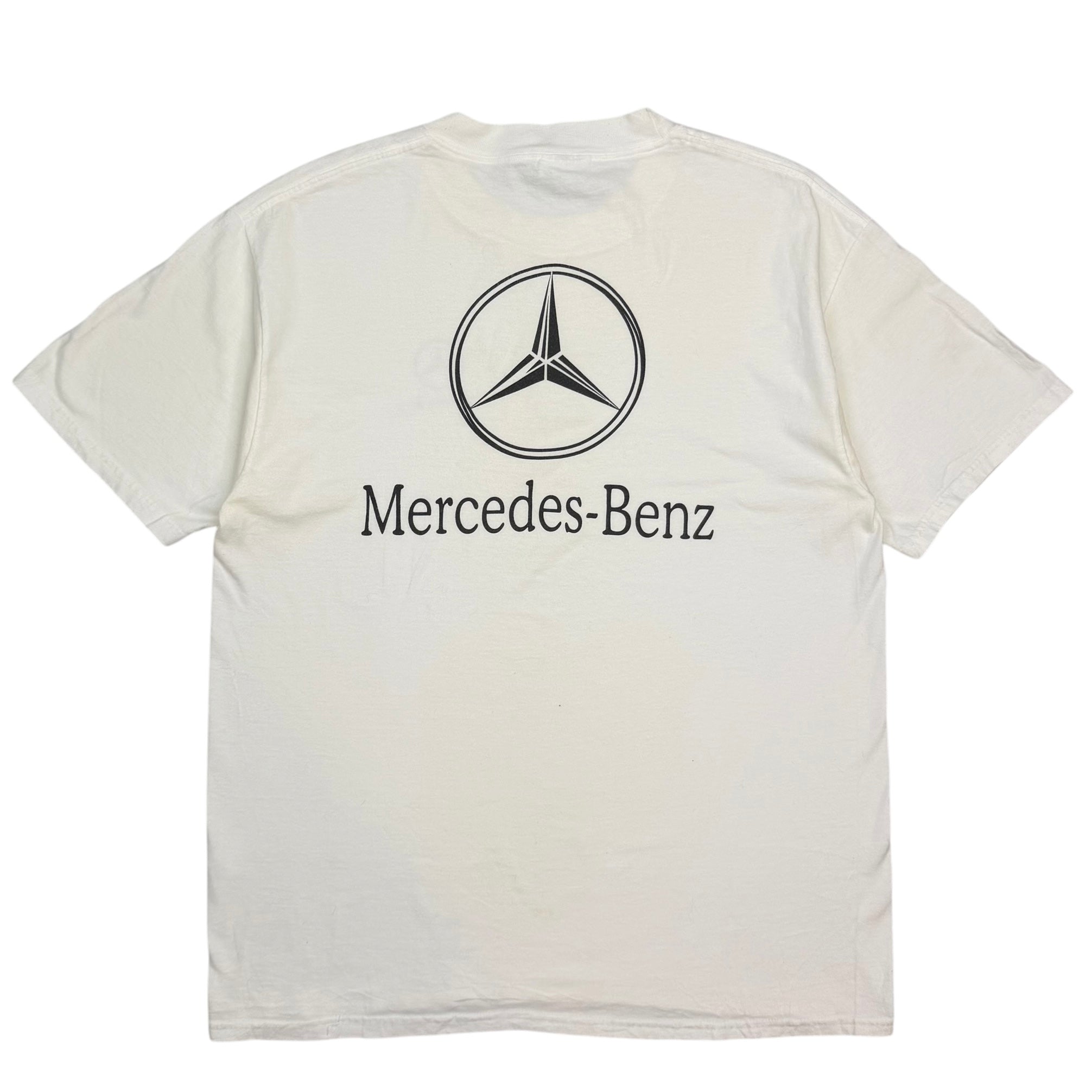 Vintage Mercedes Benz Three Pointed Star Logo Tee White