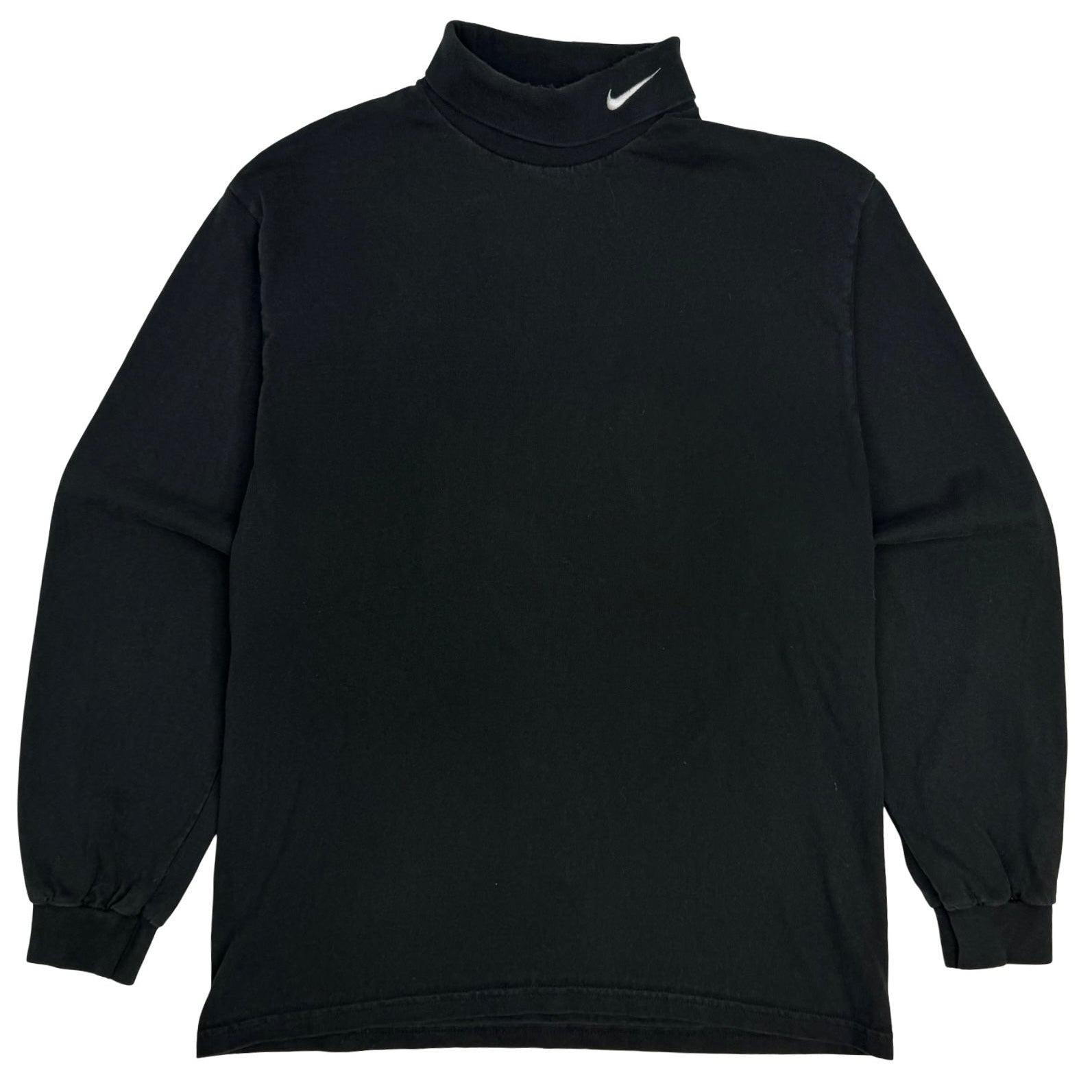 Vintage Nike Embroidered Swoosh Mockneck Sweater Black
