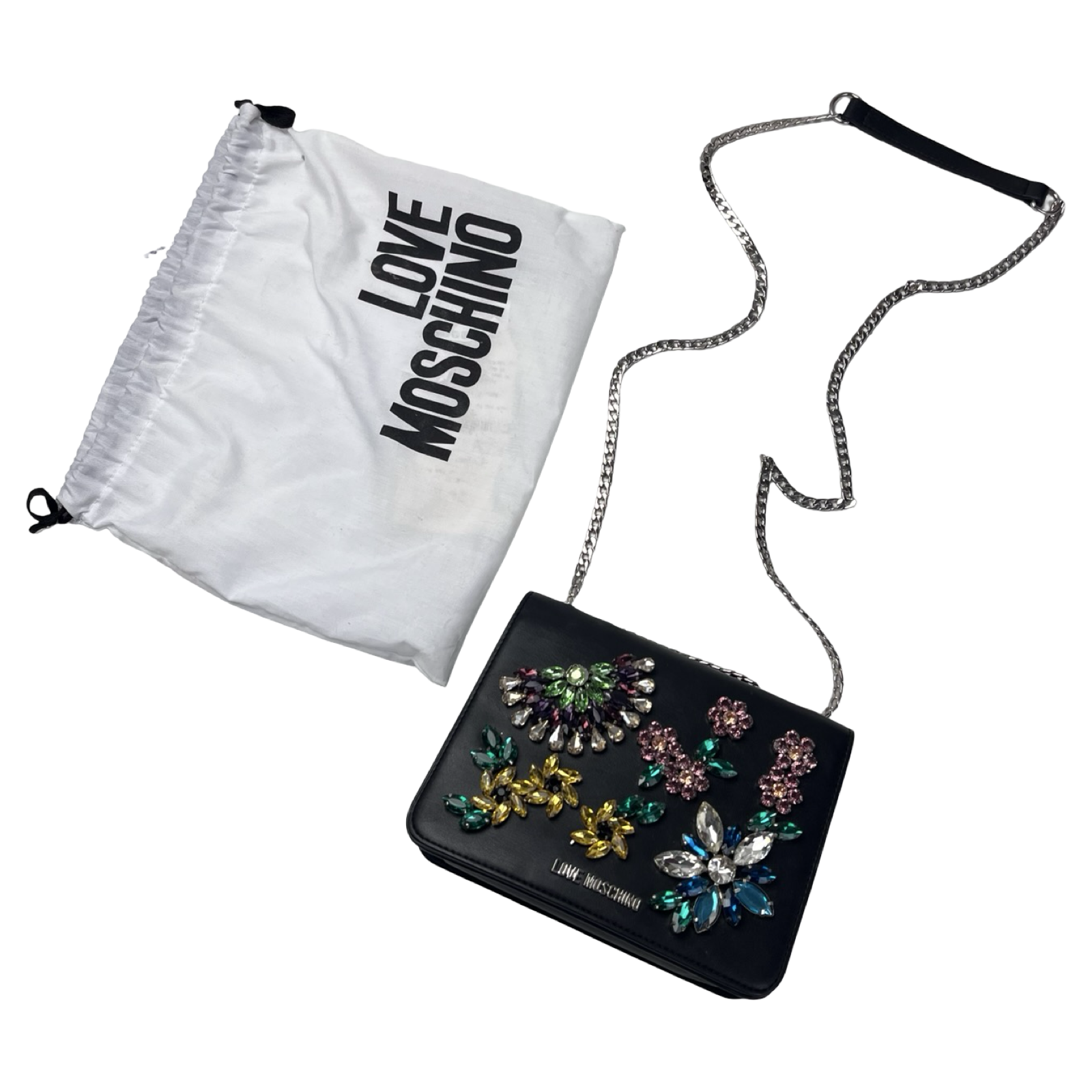 (W) Love Moschino Jewel Embellished Shoulder Bag Black