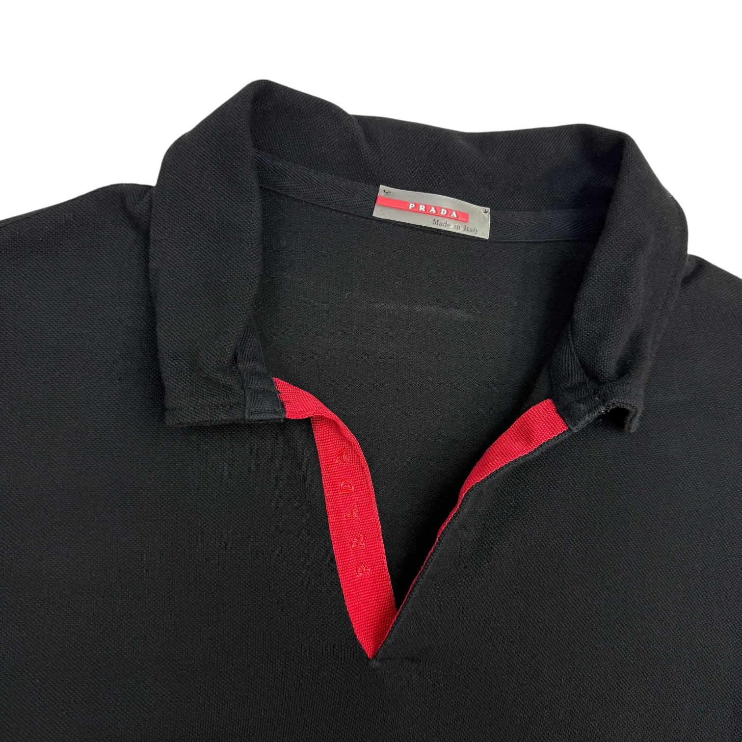 Prada Open Collar Polo Shirt Black