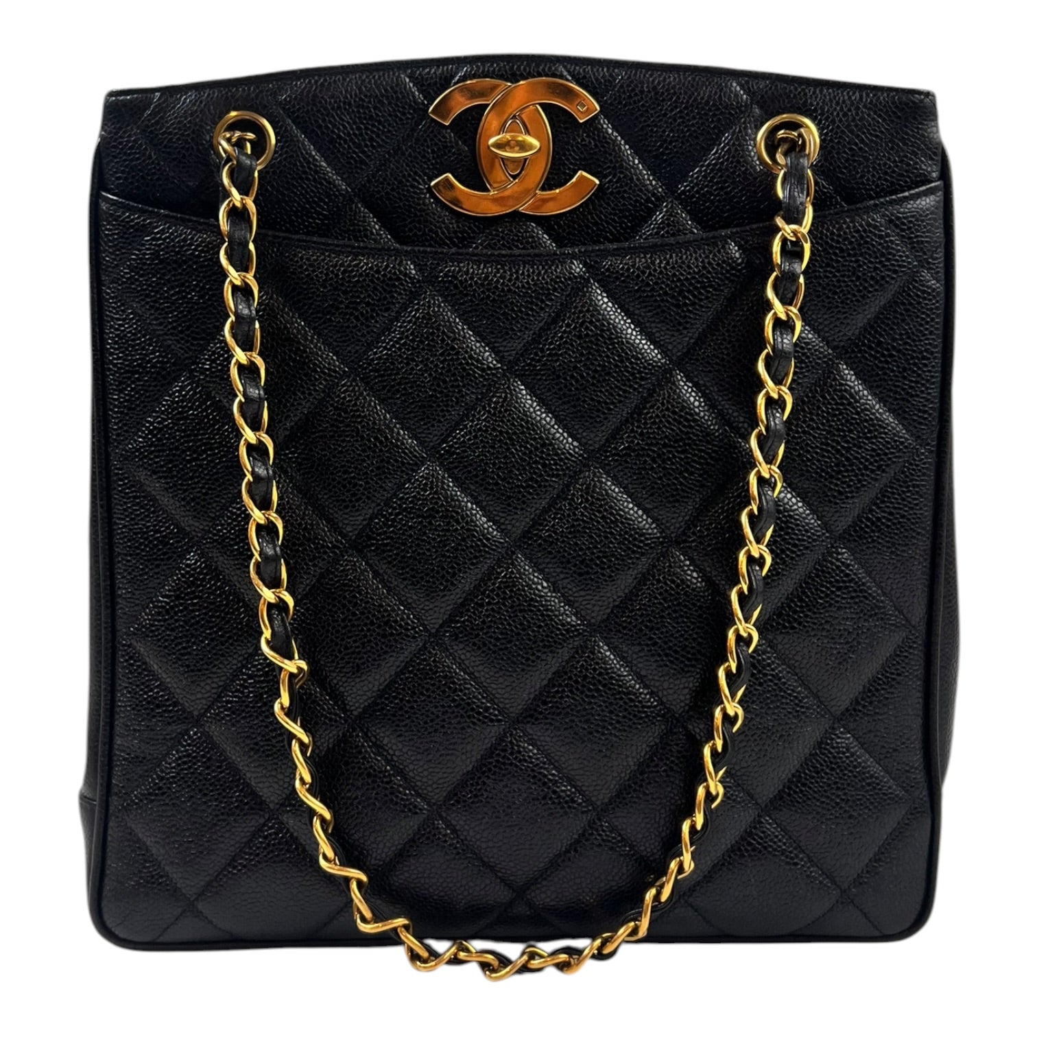 1994 Chanel Quilted Caviar Leather Tote Bag