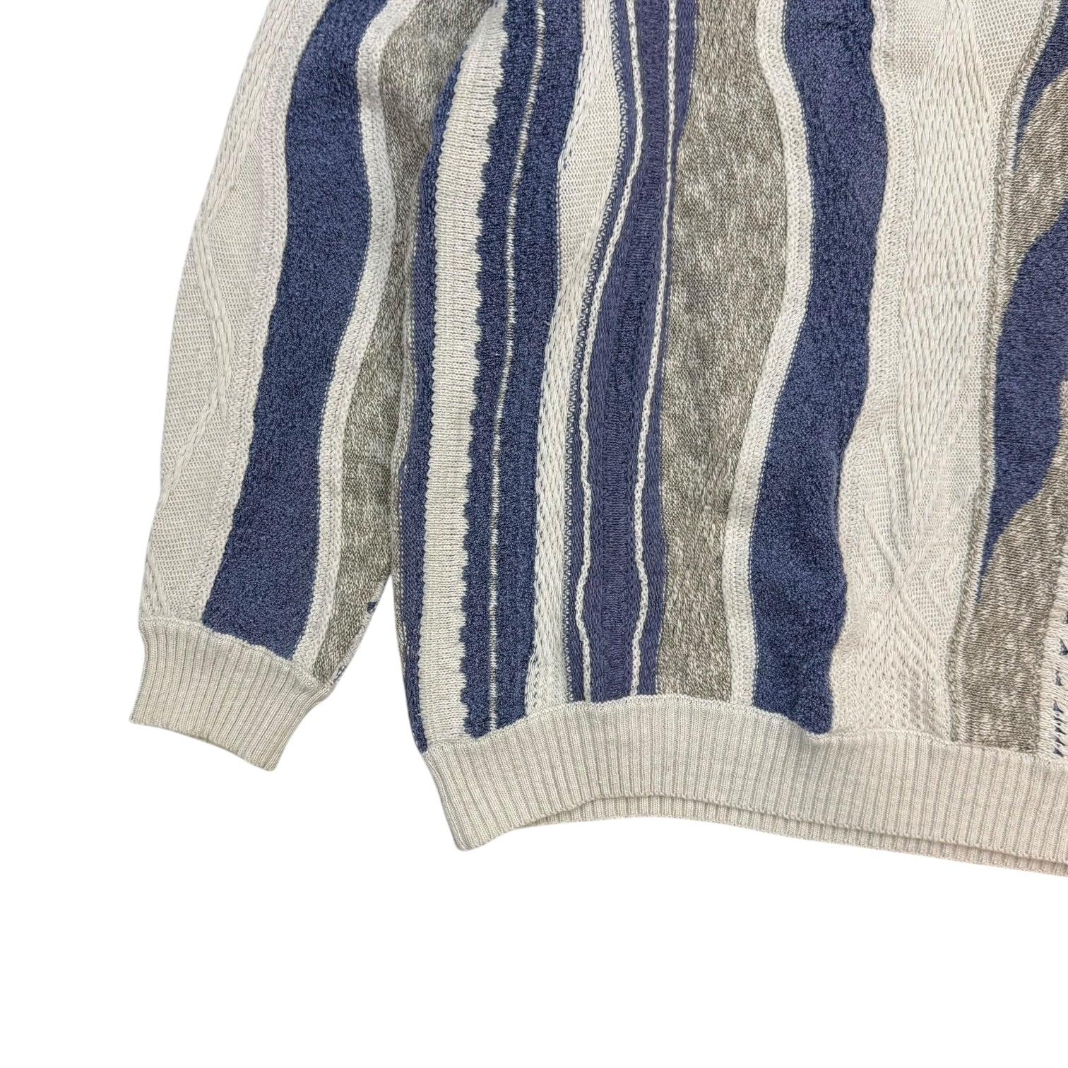 Vintage Jacques S Cable Knit Sweater White/Blue