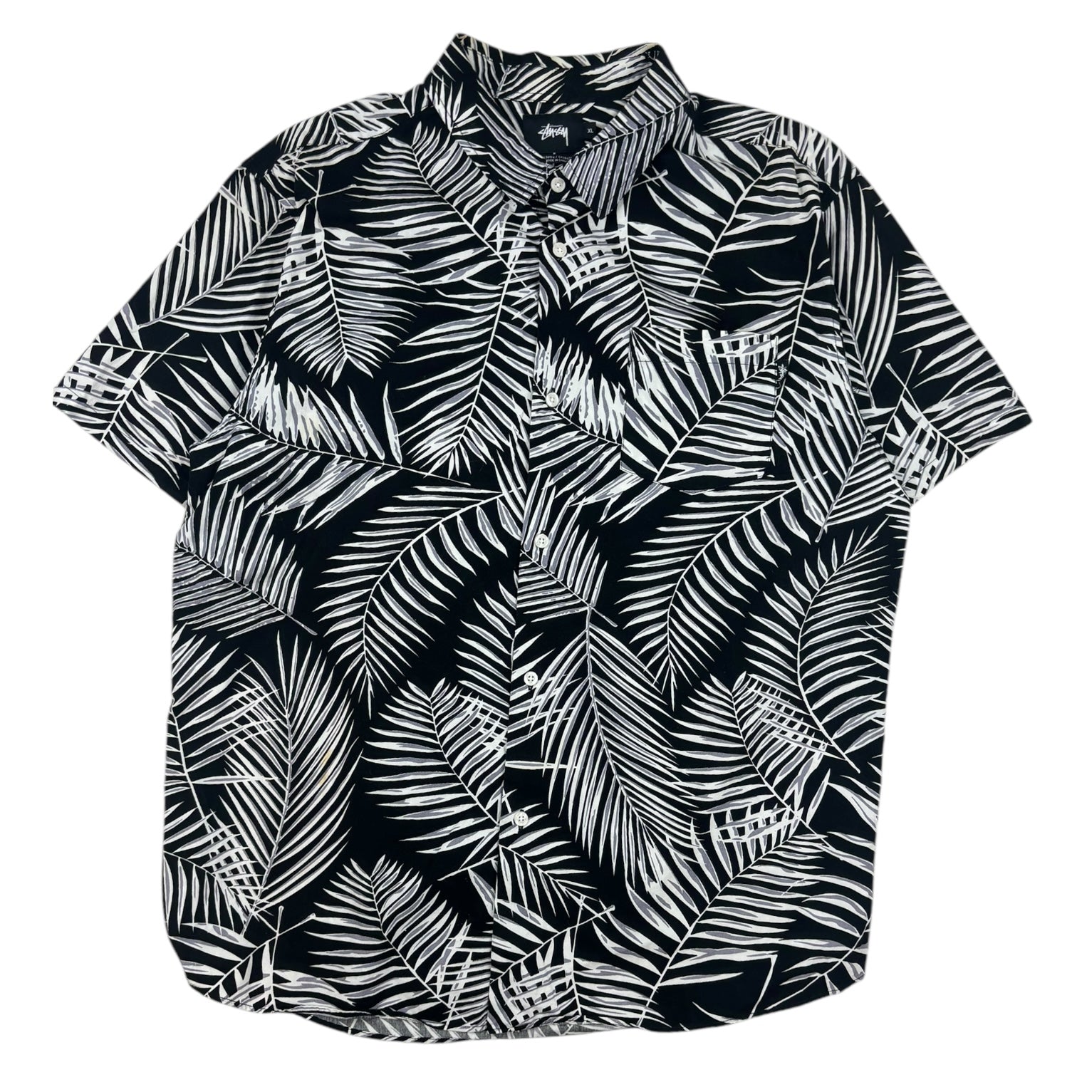 Stussy Palm Printed Hawaiian Shirt Black