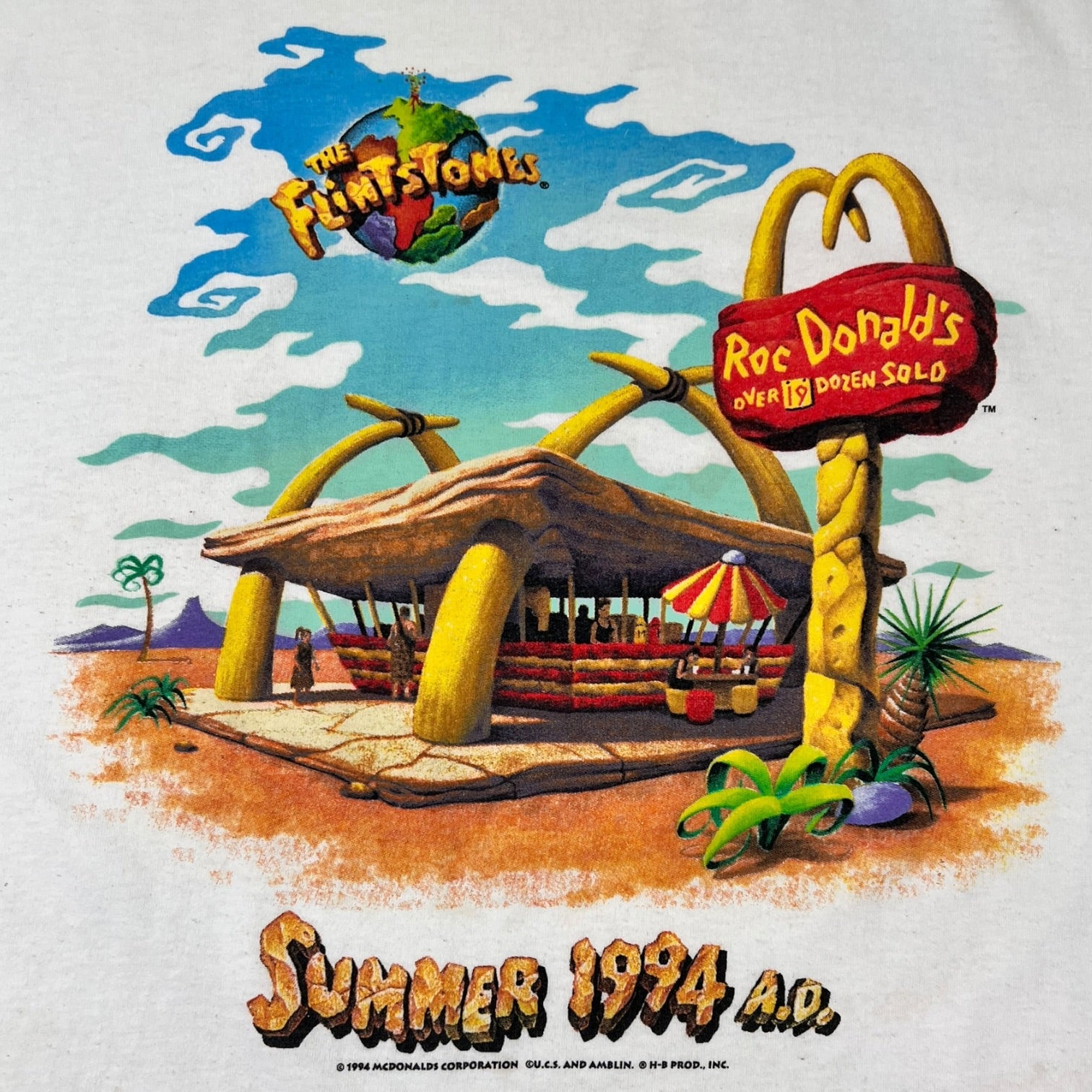 Vintage 1994 The Flintstones RocDonald's Promotional T-Shirt