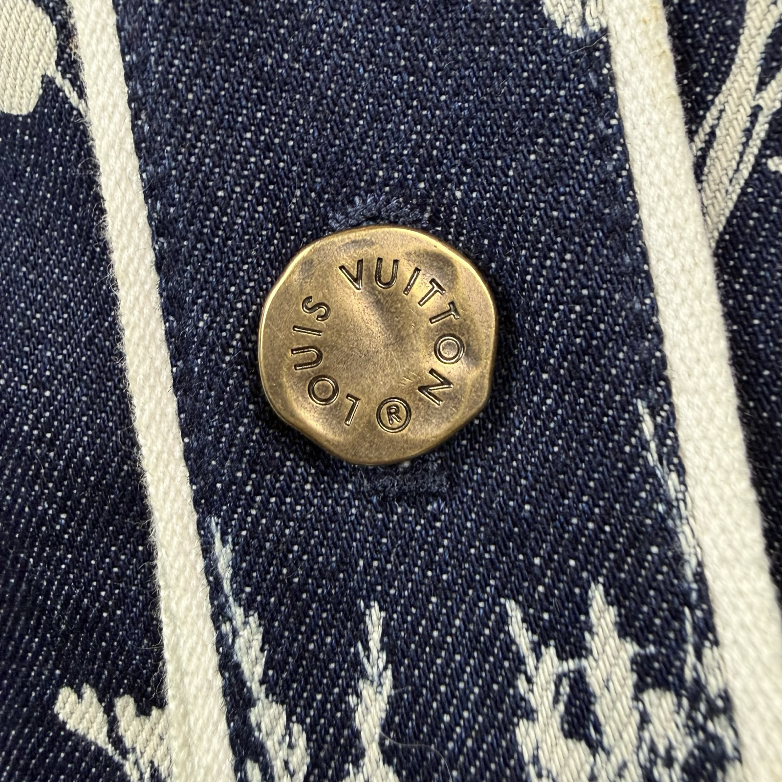 Louis Vuitton Leaf Denim Baseball Shirt Blue