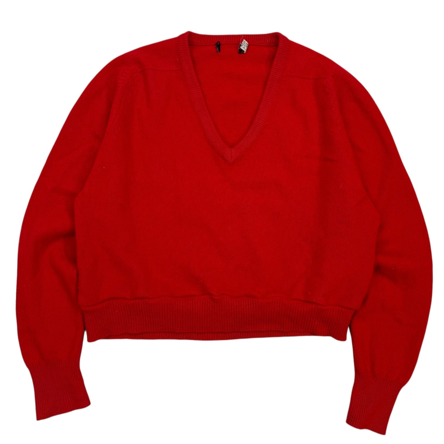 (W) Vintage V Neck Knit Sweater Red