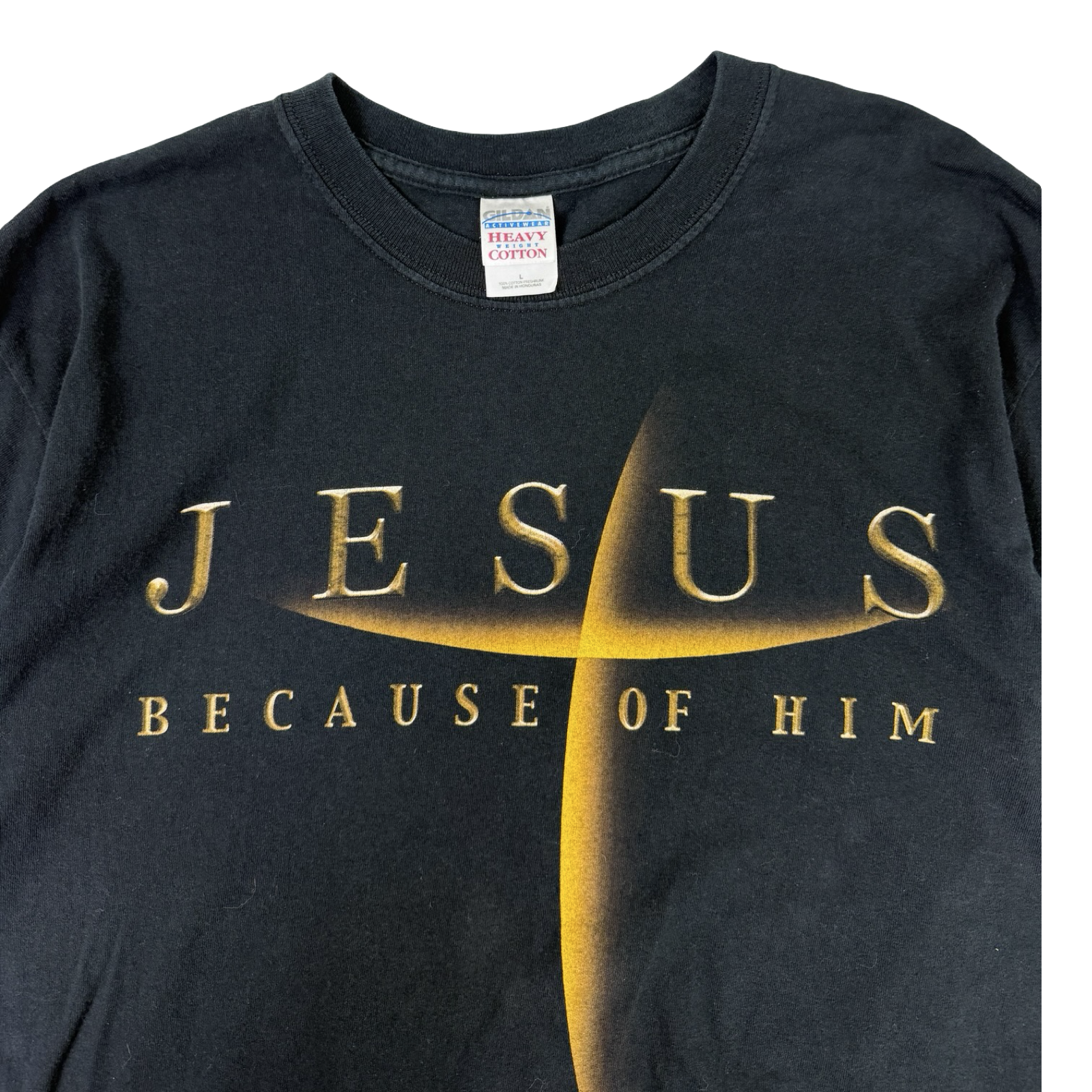 Vintage JESUS BECAUSE OF HIM T-Shirt Black