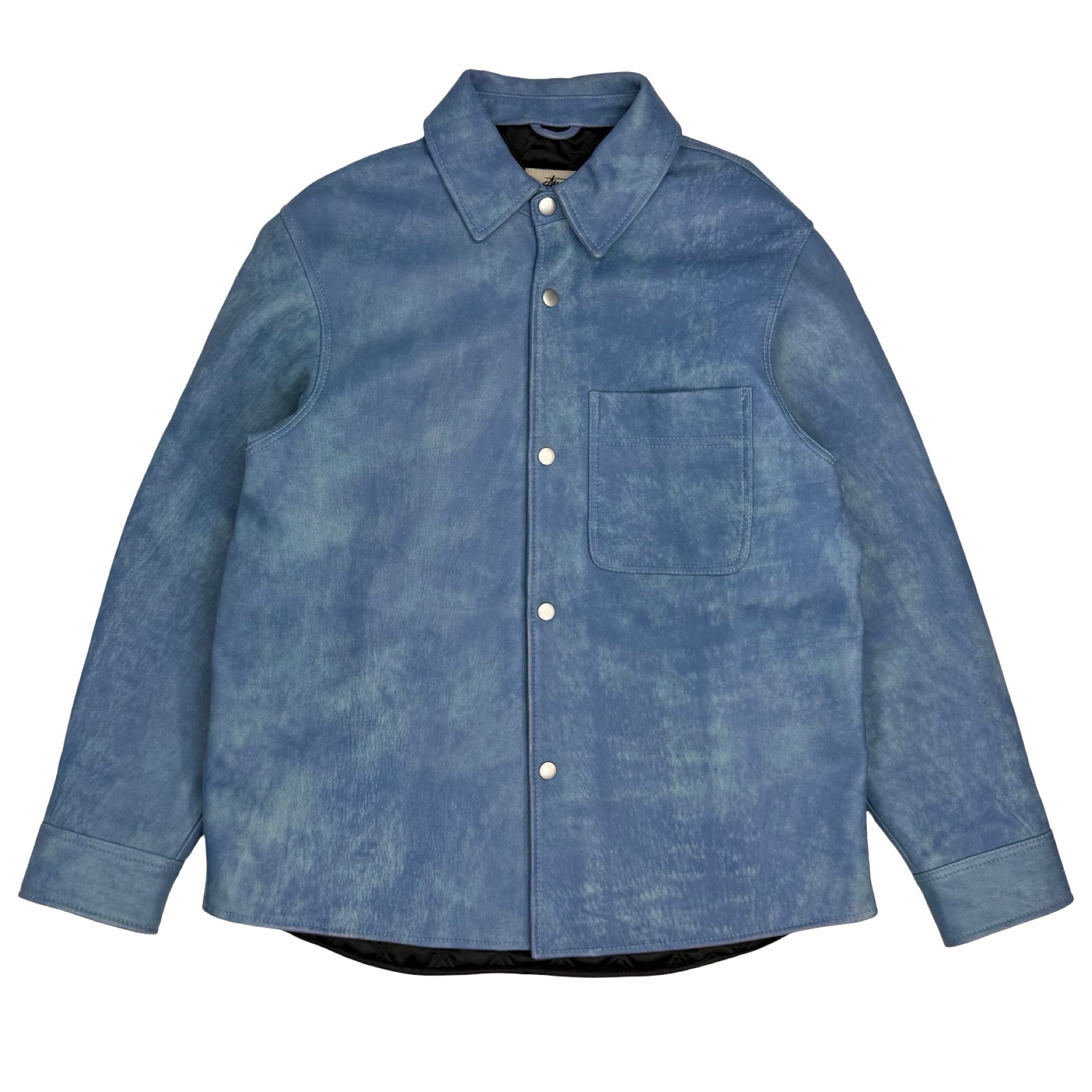 Stussy Leather Overshirt Washed Blue