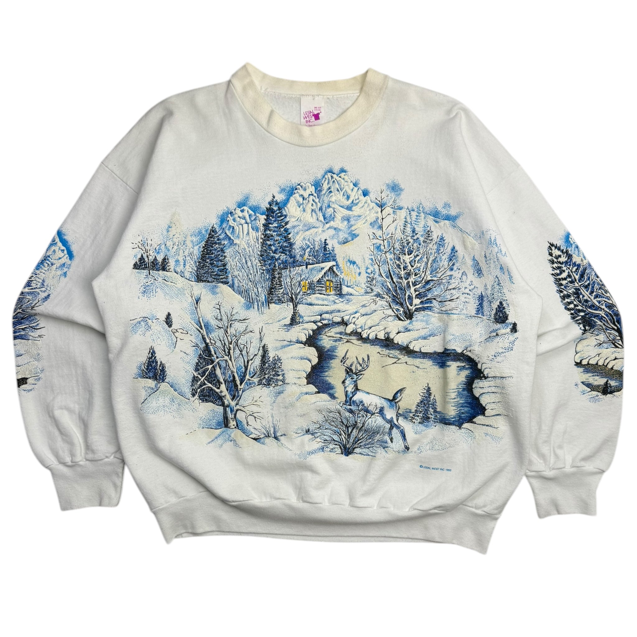 1993 Winter Postcard All Over Raised Print Sweater