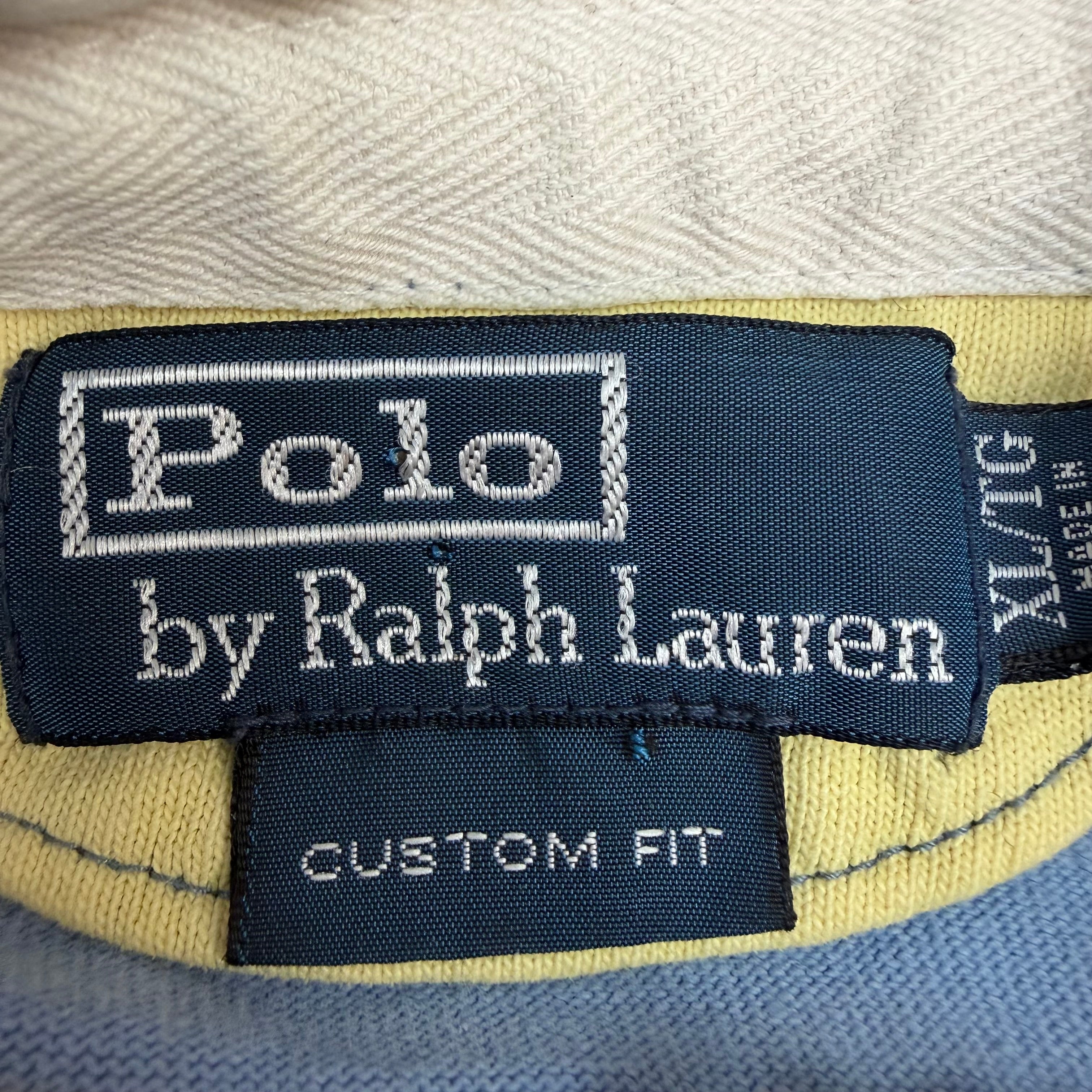 Vintage Polo Ralph Lauren Striped Rugby Longsleeve Polo Yellow/Blue