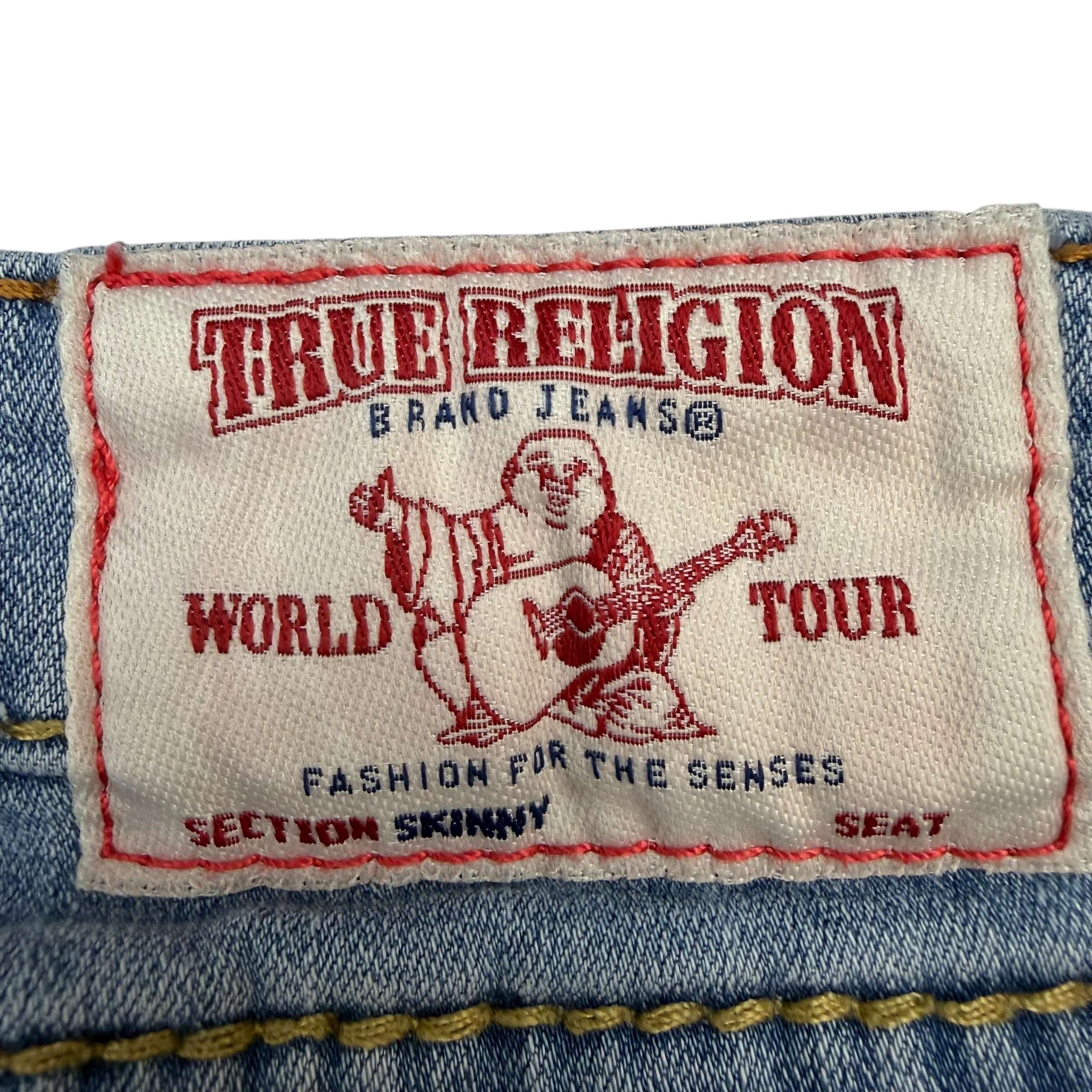 (W) Vintage True Religion Distressed Denim Shorts Blue