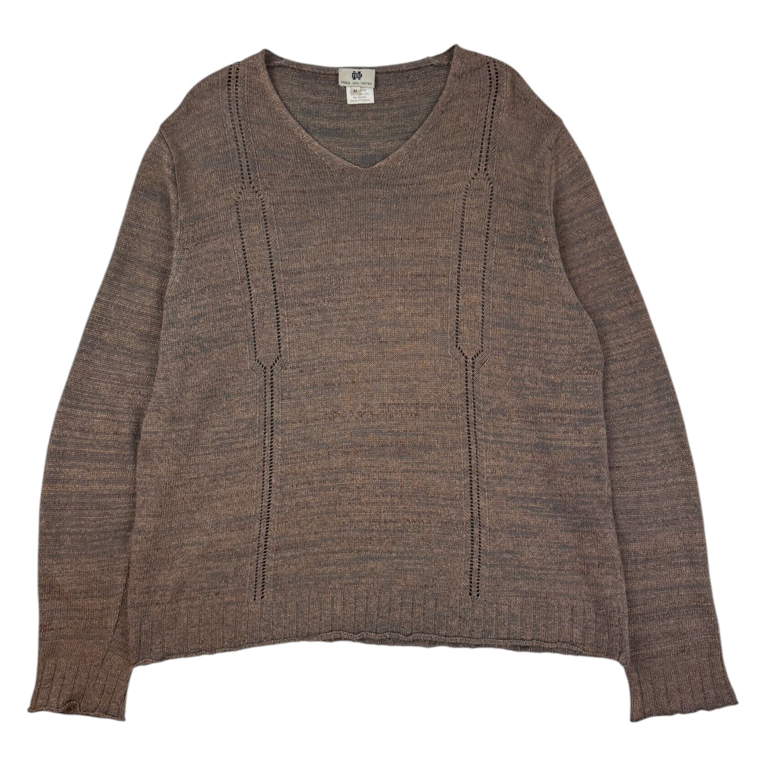 Dries Van Noten Archive Linen V Neck Knit Sweater