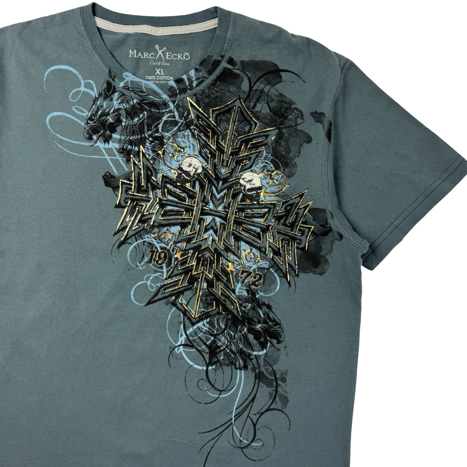 Y2K Marc Eckō Cut & Sew Cyber Gothic Cross Sleaze T-Shirt