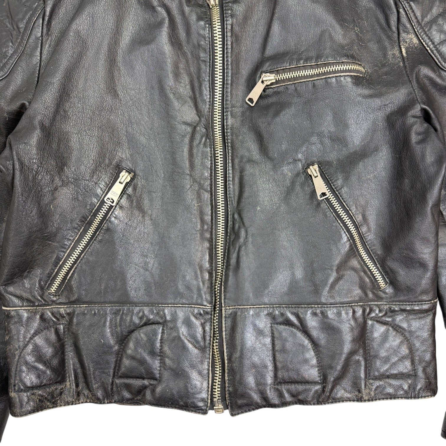 Vintage Sears Leather Biker Jacket Black