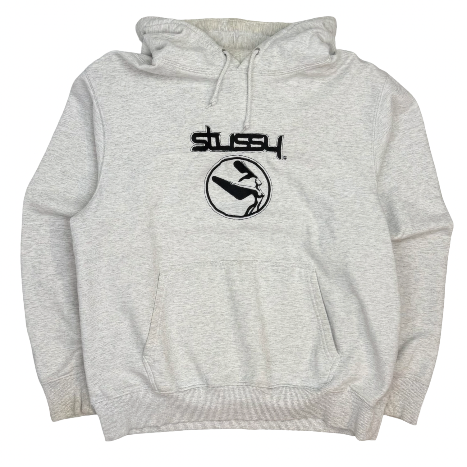 Stussy Flight Embroidered Hoodie Ash Grey