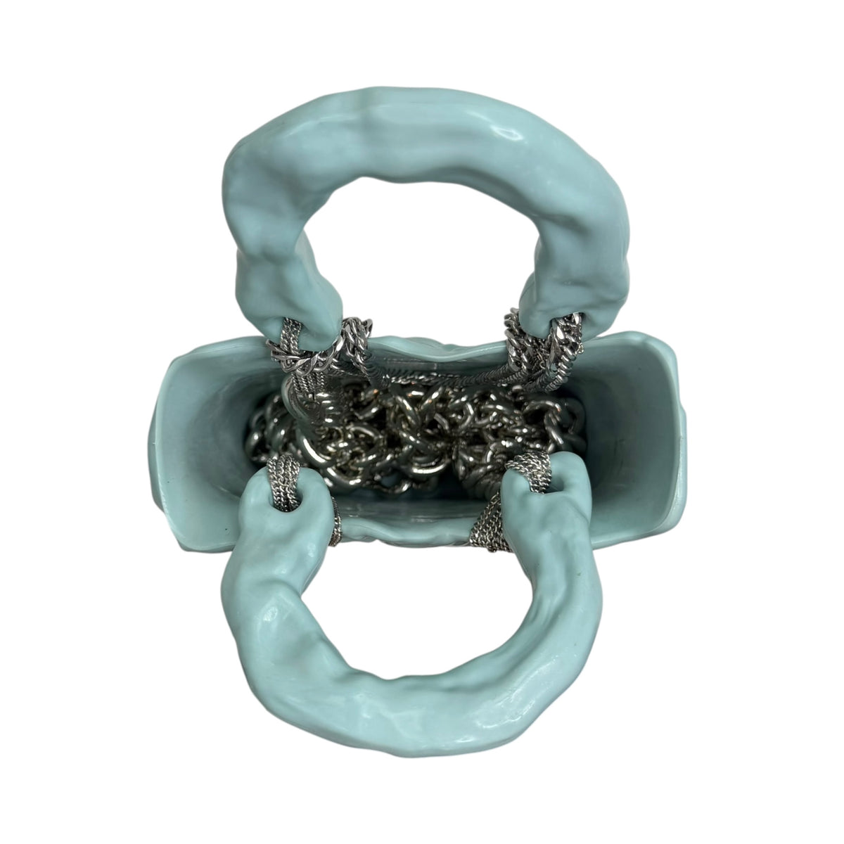 (W) Ottolinger Smiley Chain Ceramic Handbag Blue