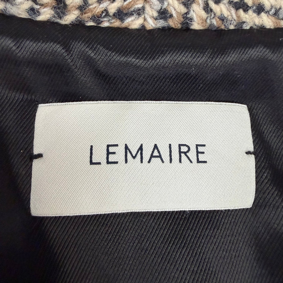 Lemaire Owl Kaftan Wool Herringbone Coat Beige