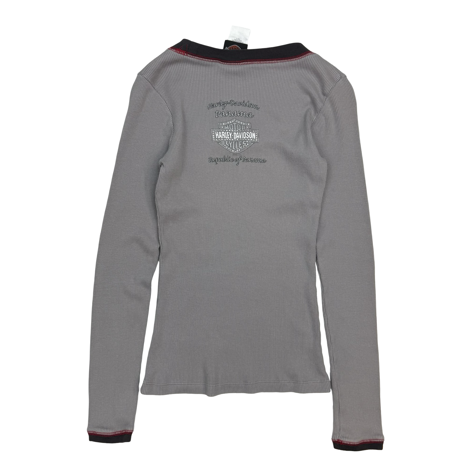 (W) Vintage Harley Davidson Of Panama L/S Tee Grey