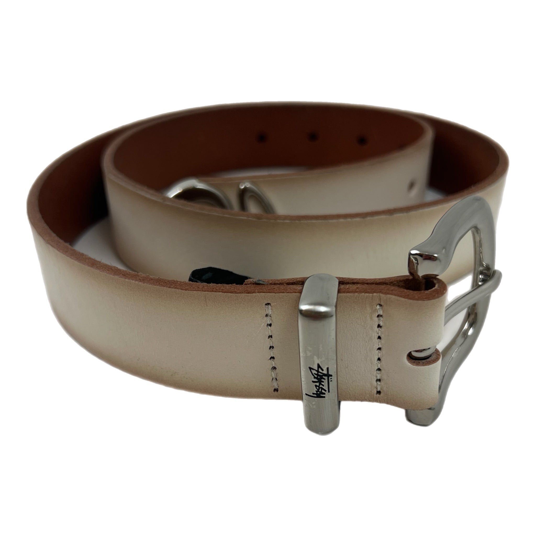 Stussy Metal S Tip Belt Bone