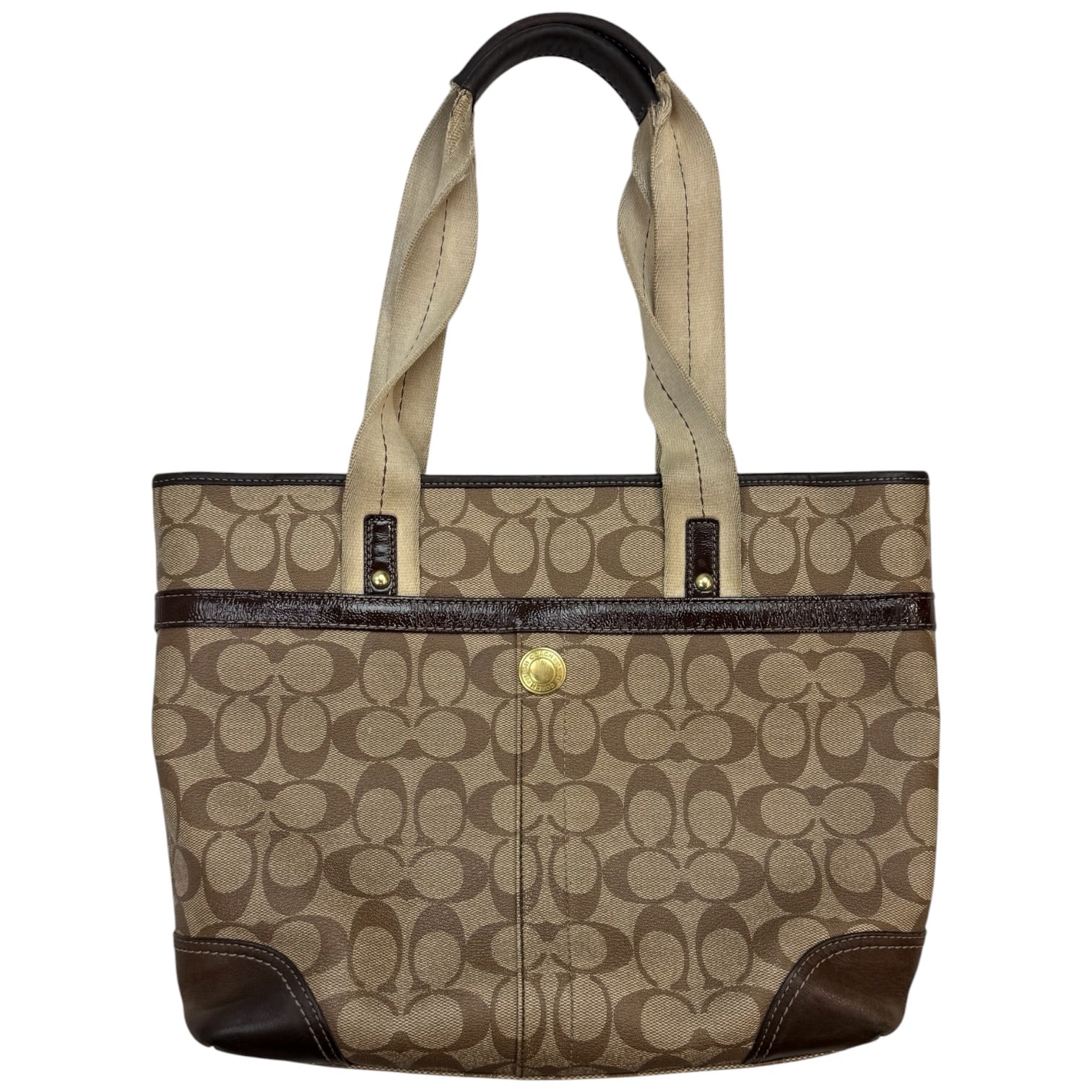 (W) Coach Heritage Stripe Bag Brown