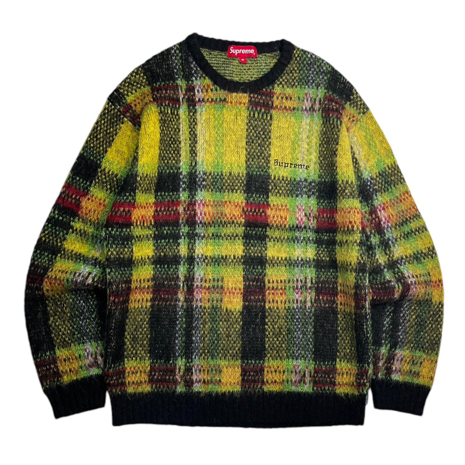 Supreme Brushed Mohair Plaid Knit Sweater