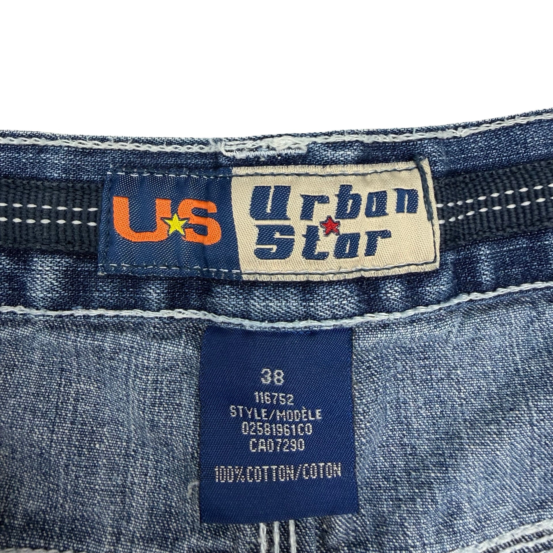Vintage Urban Star Denim Carpenter Shorts Blue