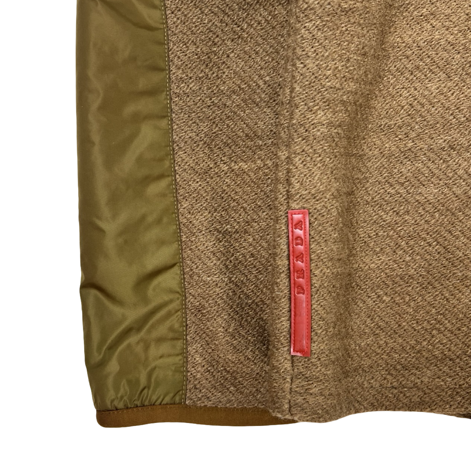 Vintage 2000s Prada Linea Rossa Camel Zip-up Sweater