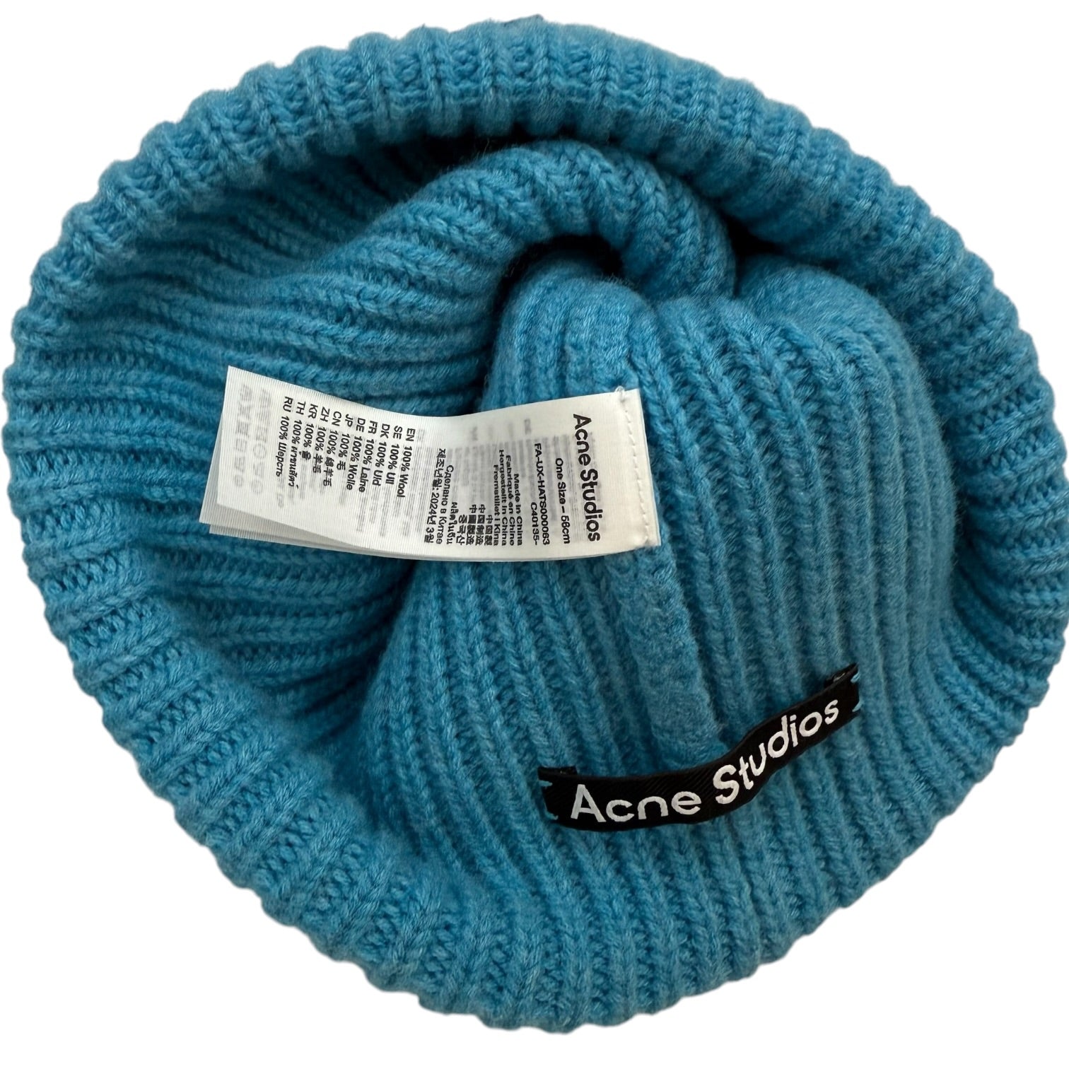 Acne Studios Face Wool Beanie Blue
