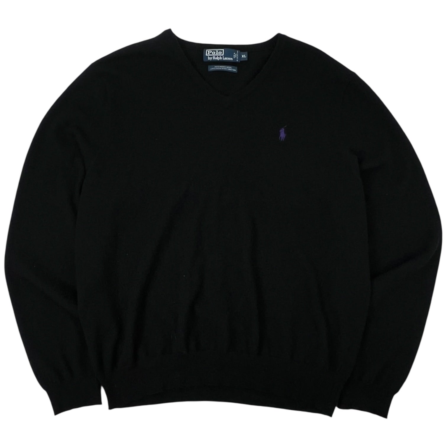 Vintage Polo Ralph Lauren V-Neck Knit Sweater Black