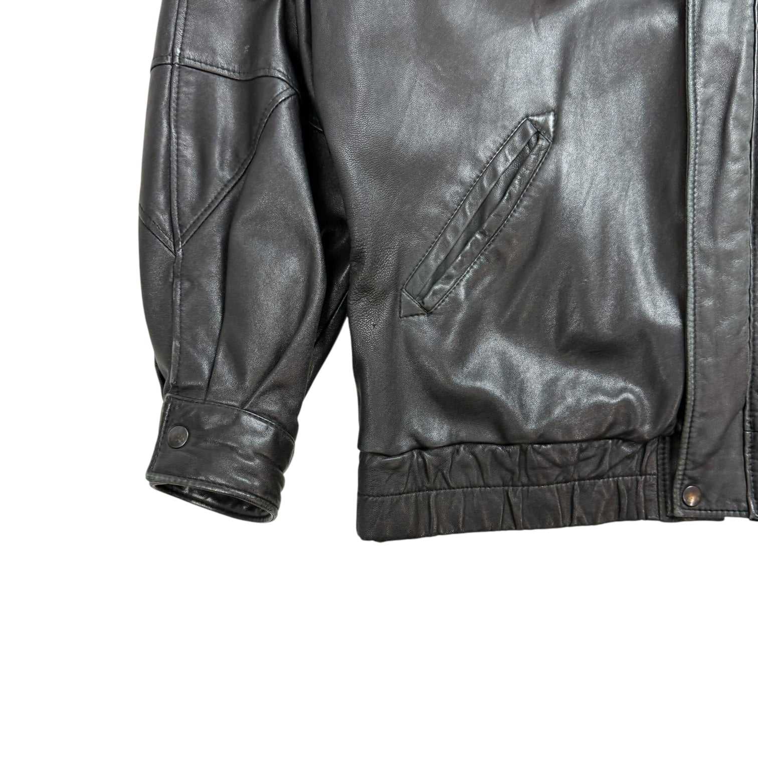 Vintage Steel Sport Leather Jacket Black