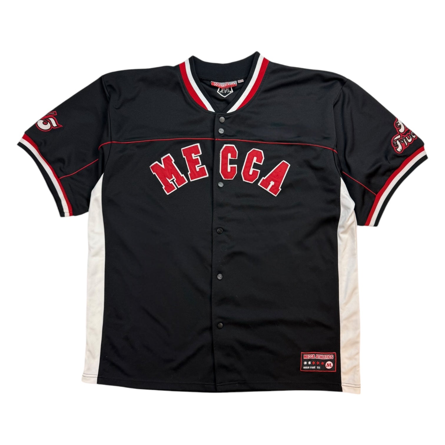 Vintage Y2K Mecca Sports High Five Baseball Jersey Black/Red