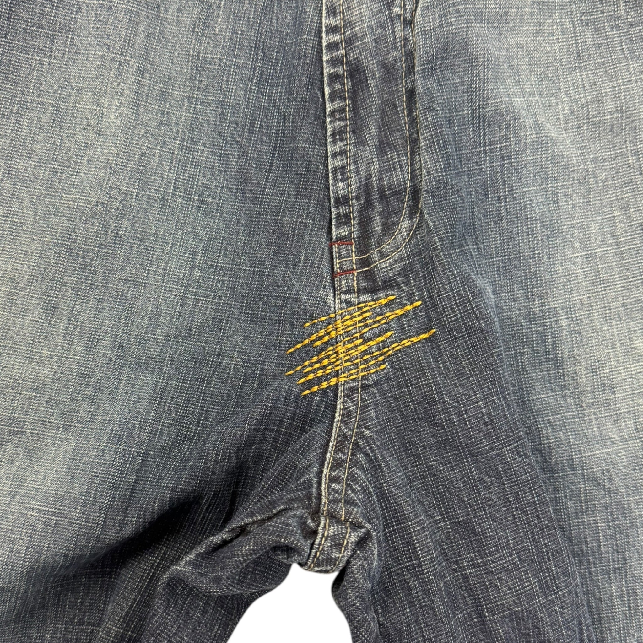 Y2K Phat Farm Leather Patch Dark Wash Denim Pants