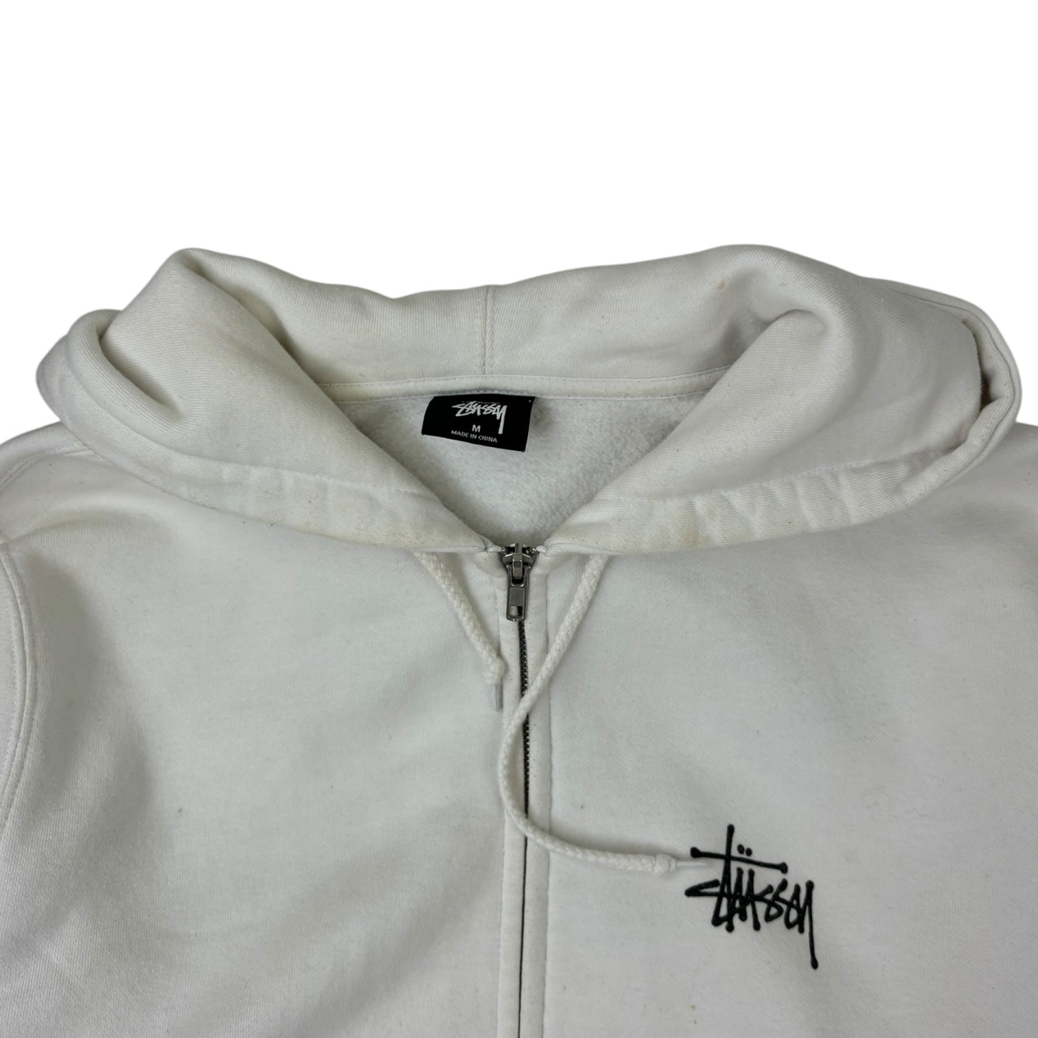 Stussy Basic Logo Zip-Up Hoodie White
