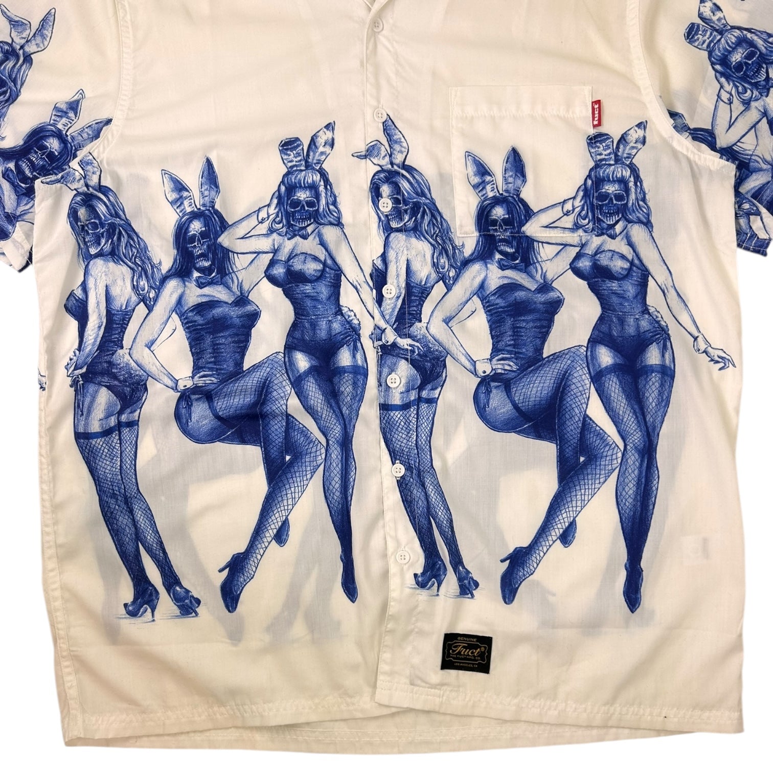 Fuct X Death Bunny Aloha Button Up Shirt White