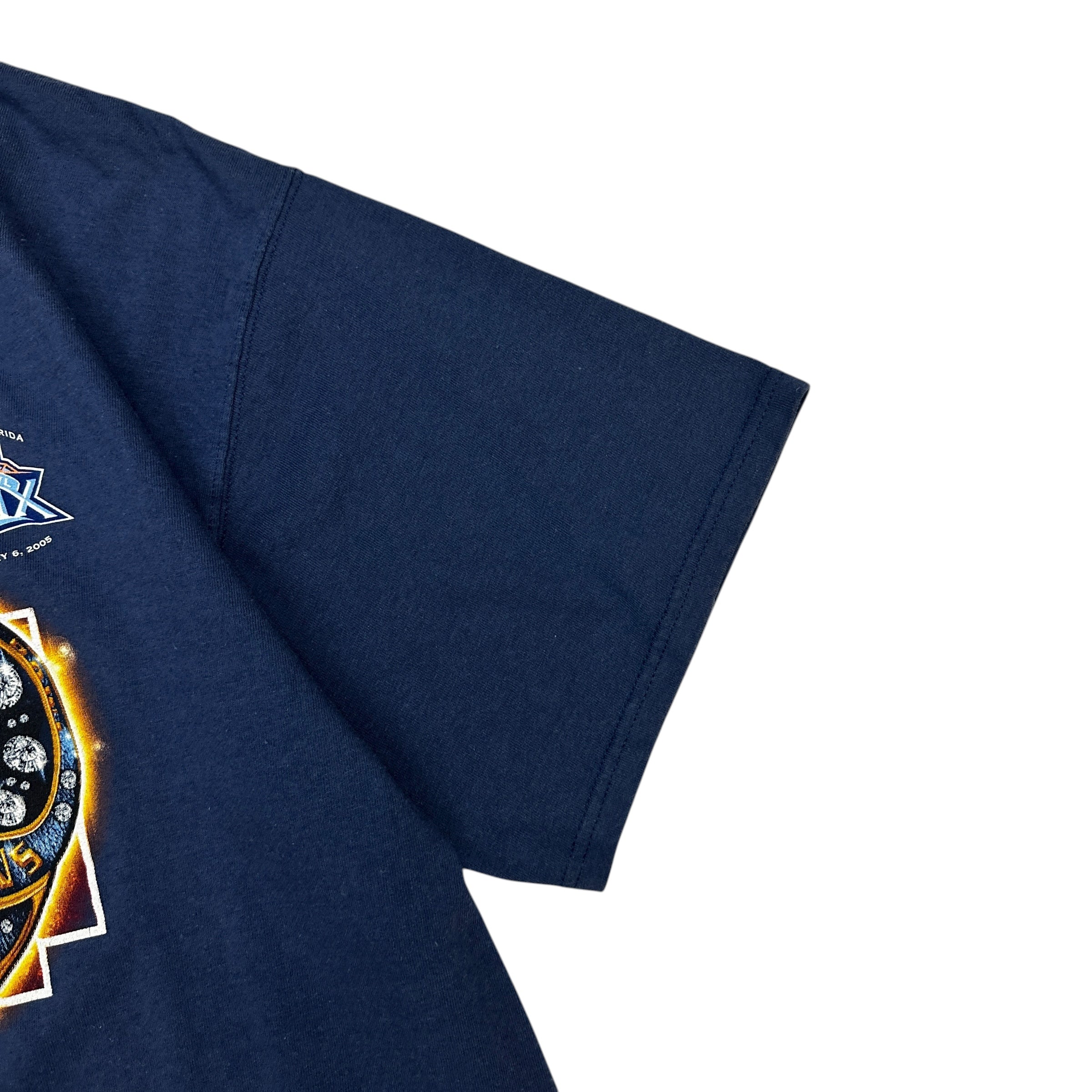 Vintage 2005 New England Patriots 2 In A Row Super Bowl Tee Navy