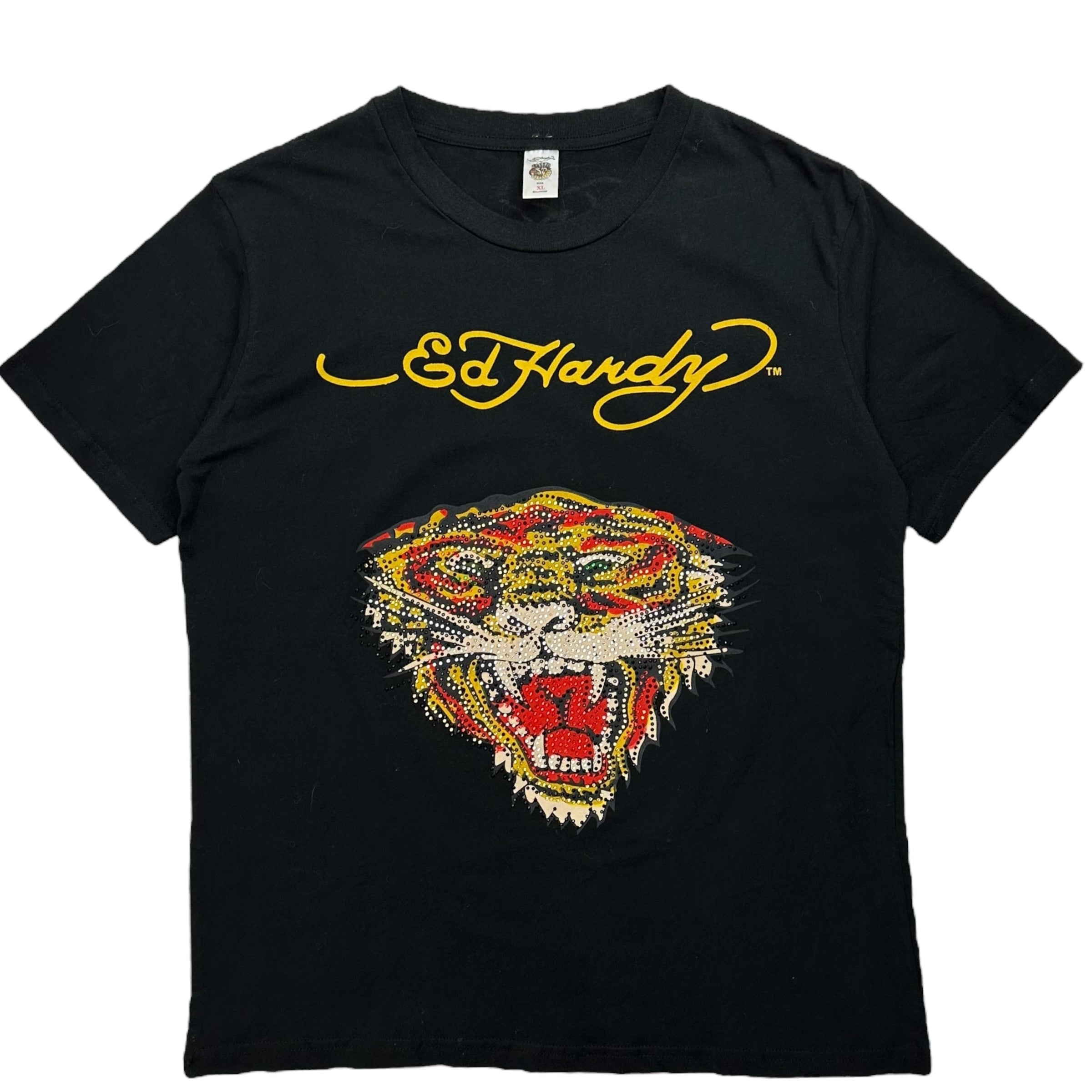 Vintage Ed Hardy Rhinestone Tiger Tee Black