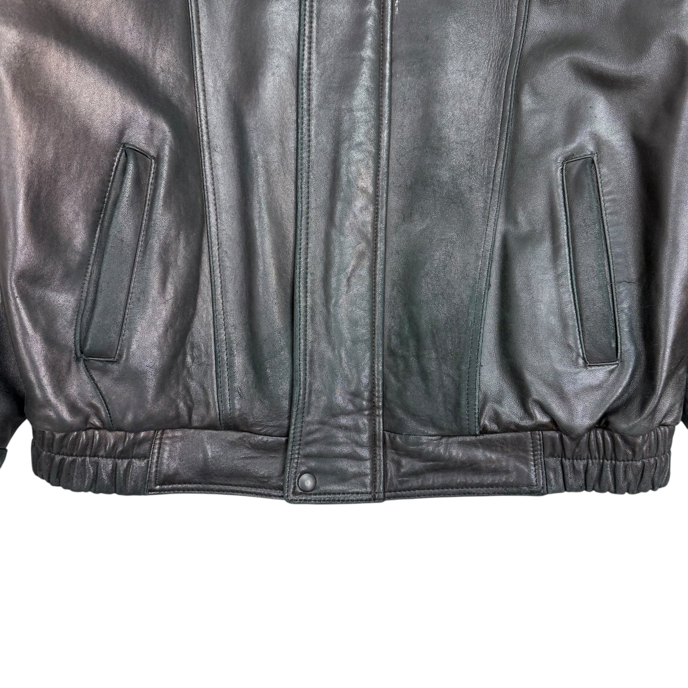 Vintage Leather Bomber Jacket Black